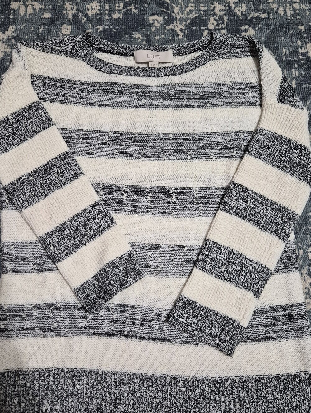 Women's LOFT Striped Quarter Sleeve Sweater